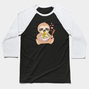 Cute Sloth Eating Ramen Noodles Baseball T-Shirt